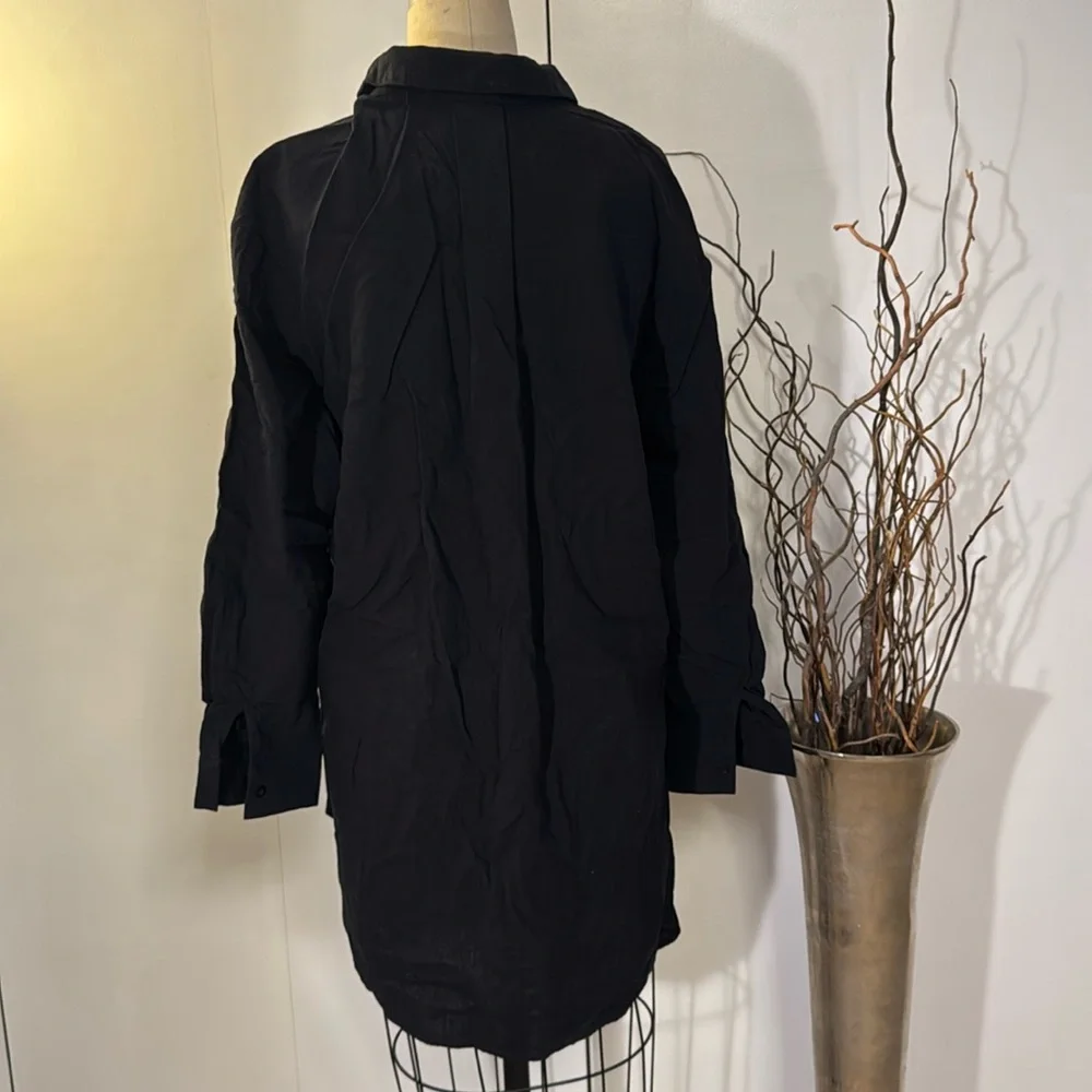 Black long sleeve button-down tunic - Picture 5 of 6
